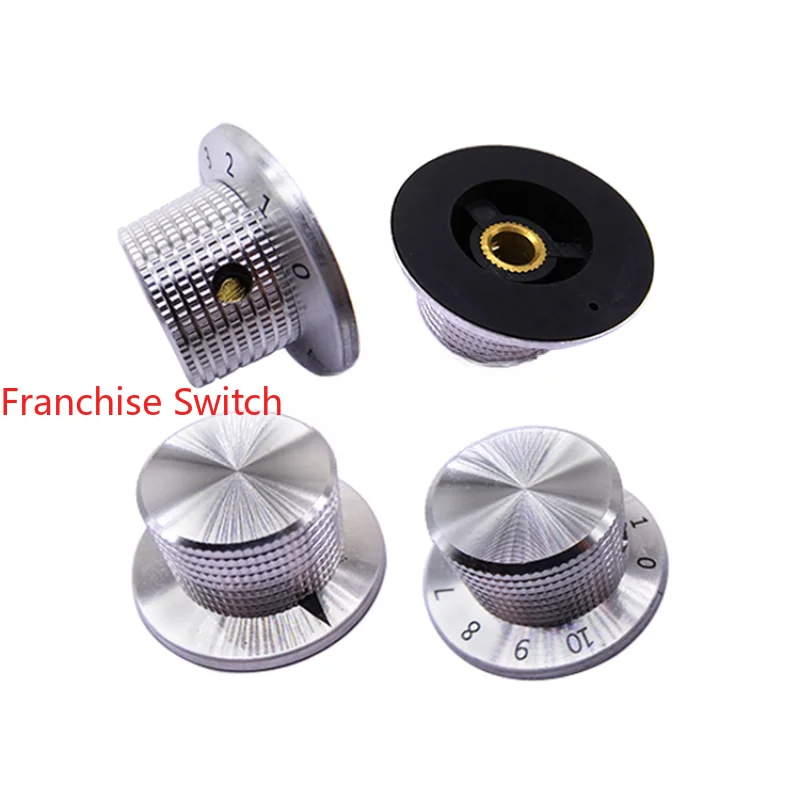 10PCS Straw Hat Type Aluminum Alloy Knob Potentiometer  37-25*19 Lock Screw Instrument  Cap 6MM Inner Hole