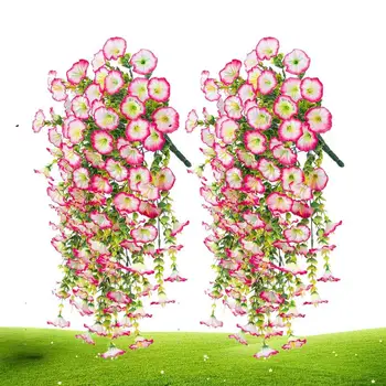 75cm 2pcs Artificial Petunias Everlasting Fake Hanging Flowers Decor UV Resistant Weatherproof Home Garden Colorful Plants 1