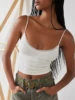 Women Crop Fitted Camisole Lace Trim Summer Spaghetti Strap Tank Tops Sleeveless T-Shirt for Streetwear Clubwear 3