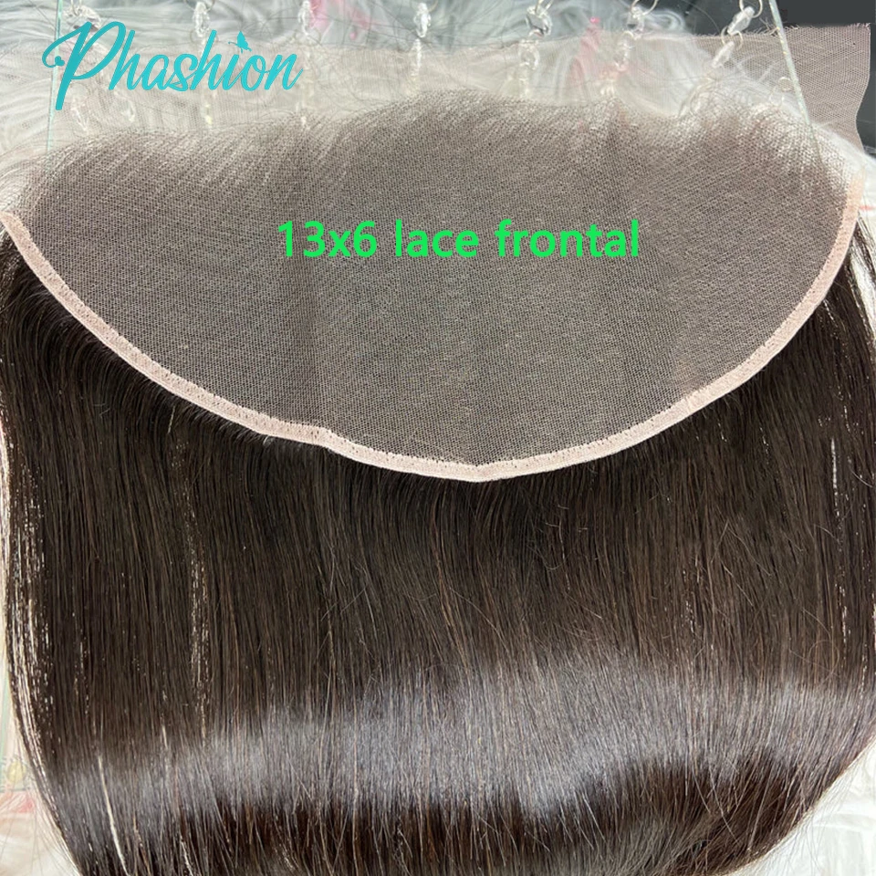 Perruque Lace Frmetals 100% Naturelle, Cheveux Lisses, Pre-Plucked, Swiss HD, Transparent Full Front, Noir, 28 Pouces, 13x6