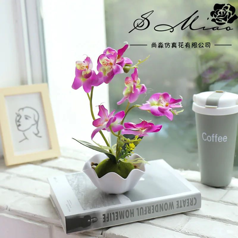 Artificial & Dried Flowers classic New Simulation Flower Phalaenopsis Bonsai Creative Decoration Simulation Plant Interior Decoration Orchid Green Plant flower fall artificial flora artificial & dried floral