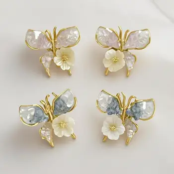 925 Silver Needle Korean Fashion Crystal Butterfly Flower Earrings For Women Jewelry 2025 Trending Gentle Fairy Stud Earrings
