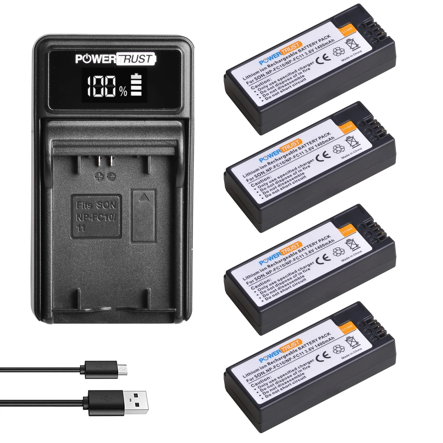 NP-FC11 NP-FC10 1400mAh Battery and LED USB Charger for Sony Cyber-shot ...