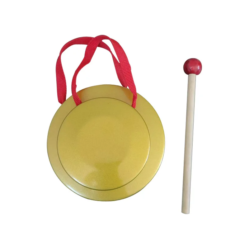 2Pcs Brass Hand Cymbals,1Pcs Mini Gongs Tambourine 9/12 cm Diameter Gong Band Rhythm Music Percussion Instrument