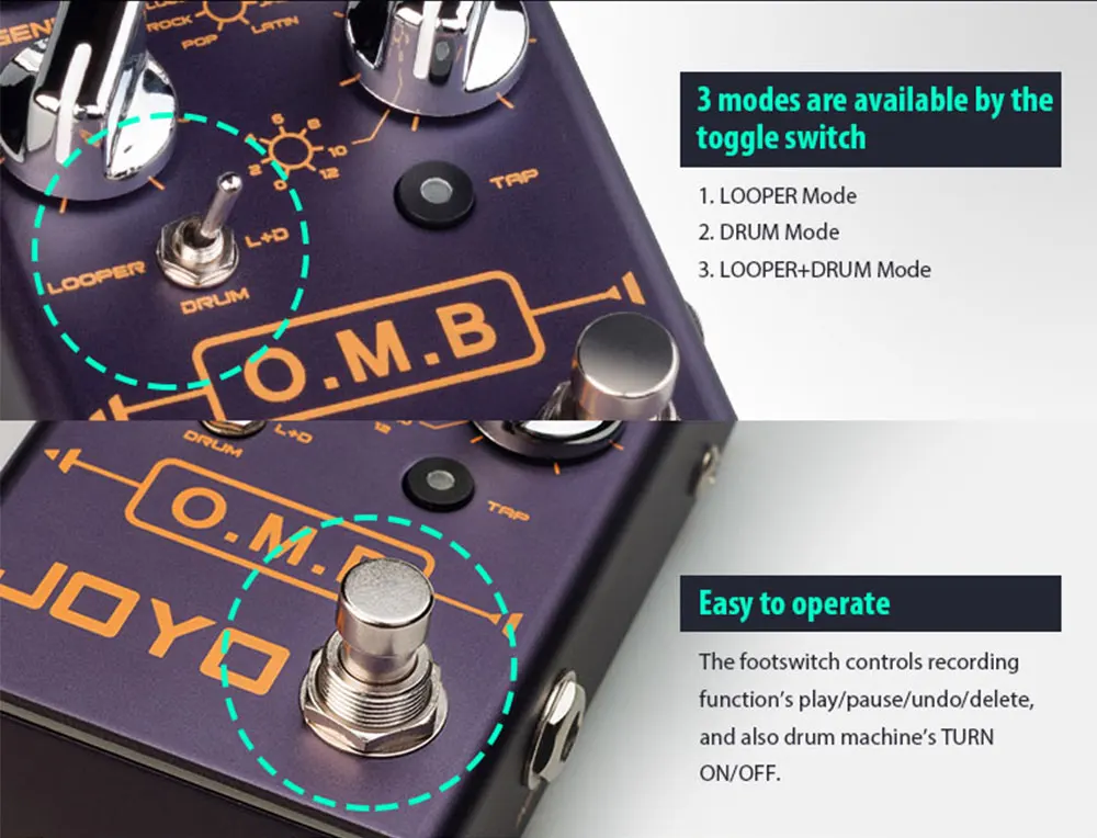 R-06 O.M.B Looper and Drum Machine Guitar Pedal Auto-align Function 40Min Looper
