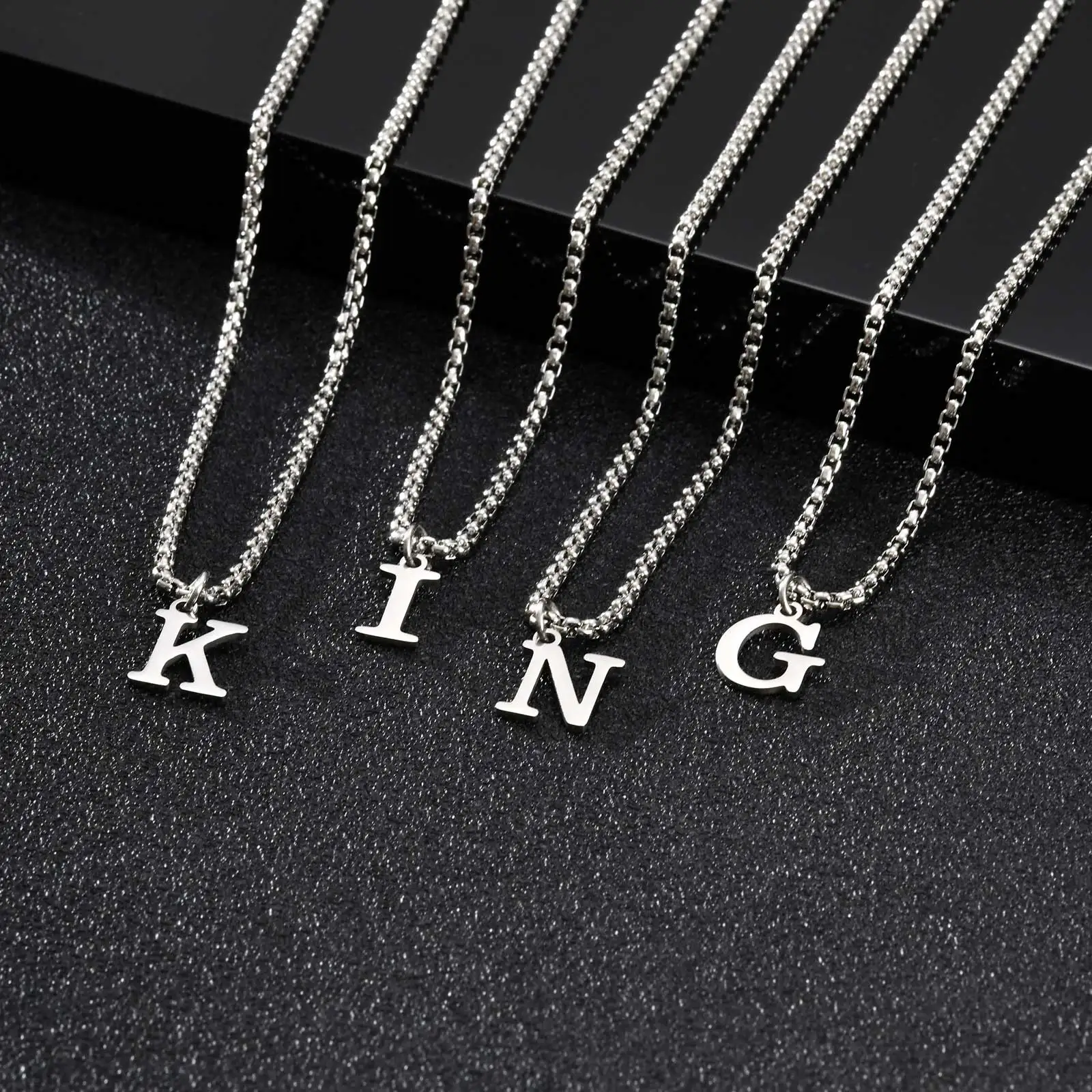 Stainless Steel Waterproof Initial Necklace Mens Initial Necklace