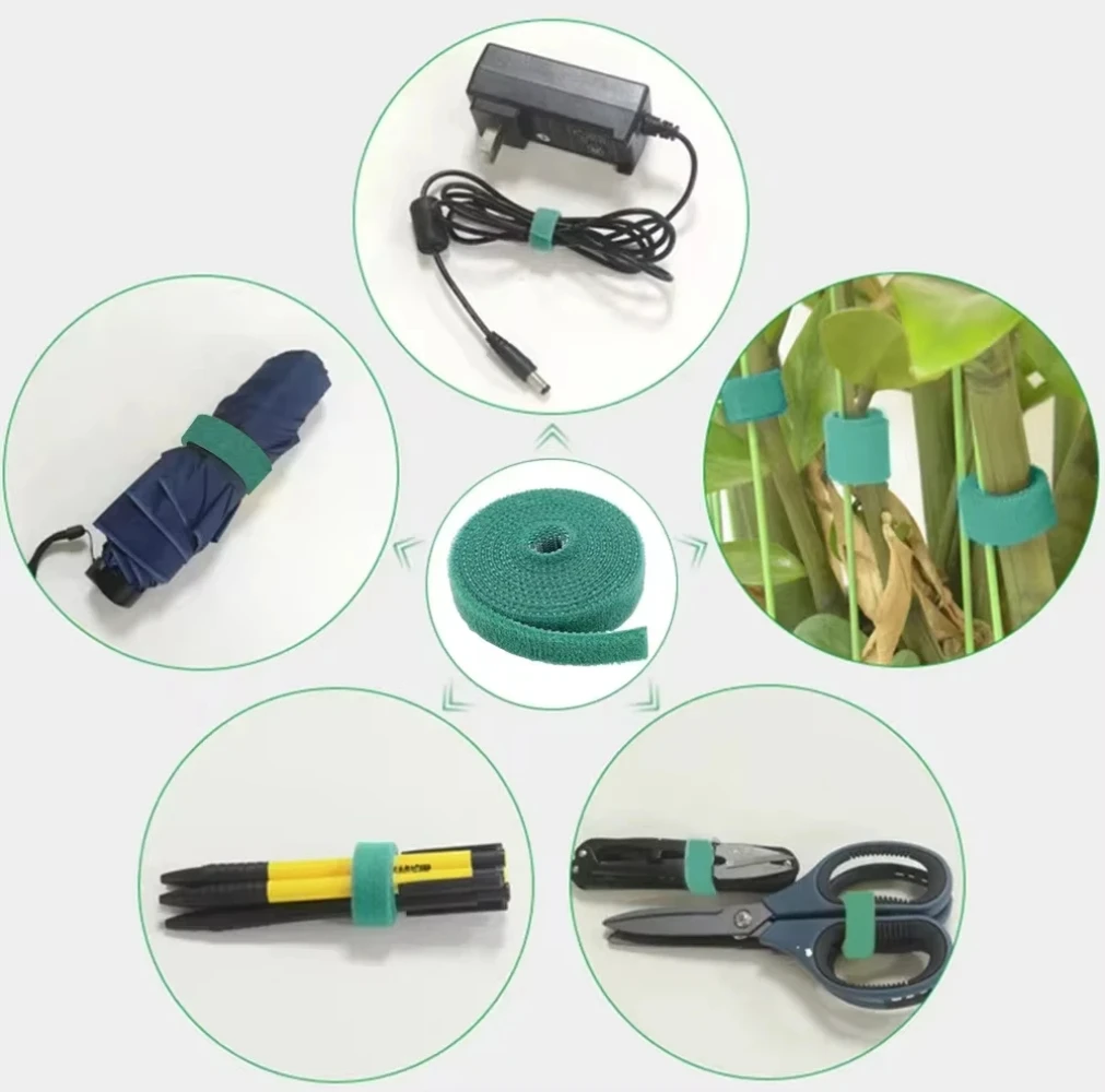 10M Nylon Plant Bandage Tie Reusable Plant Hook Loop Ties Green Fastener Tape Bamboo Cane Wrap Support Home Garden Accessories