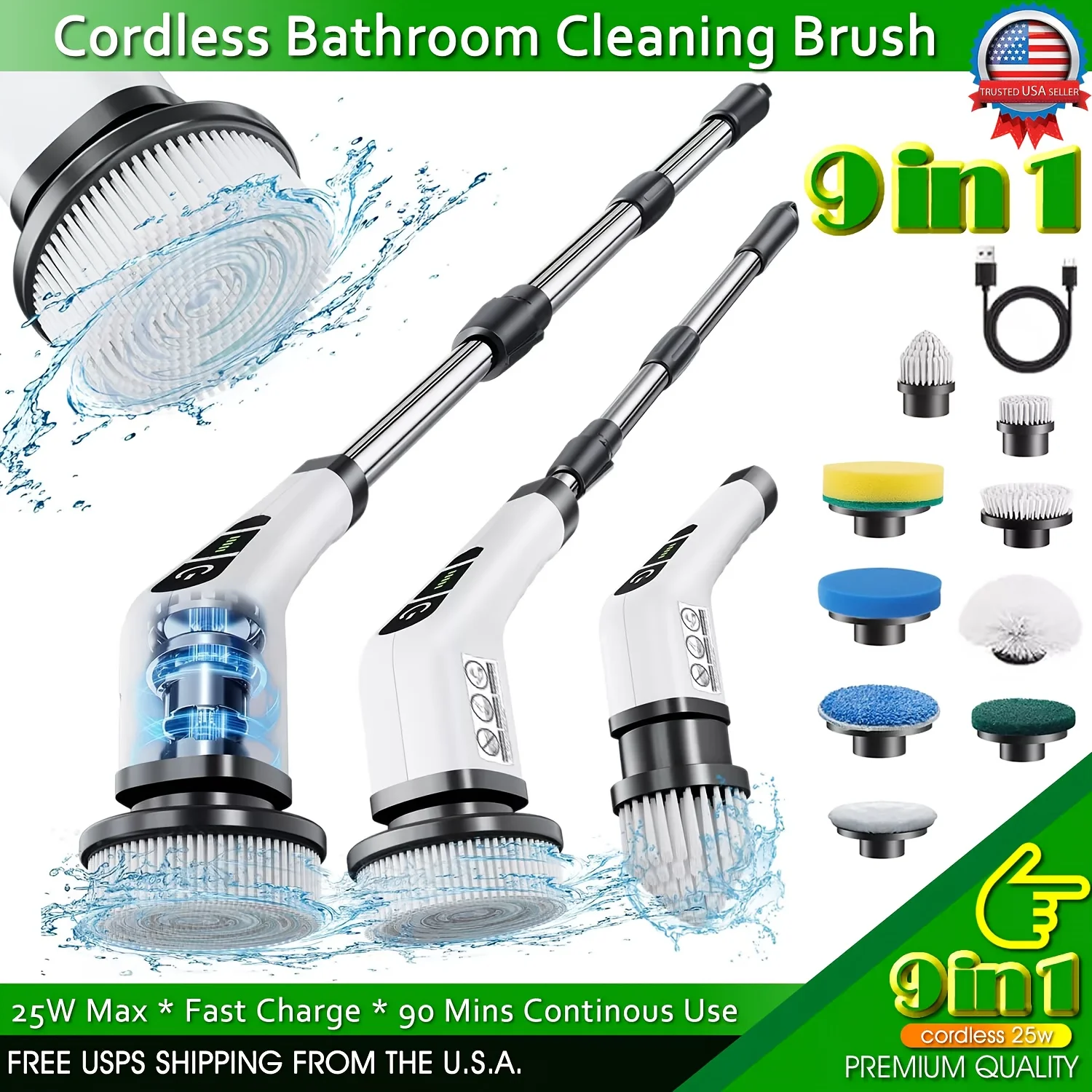 9-in-1 Cordless Electric Spin Scrubber