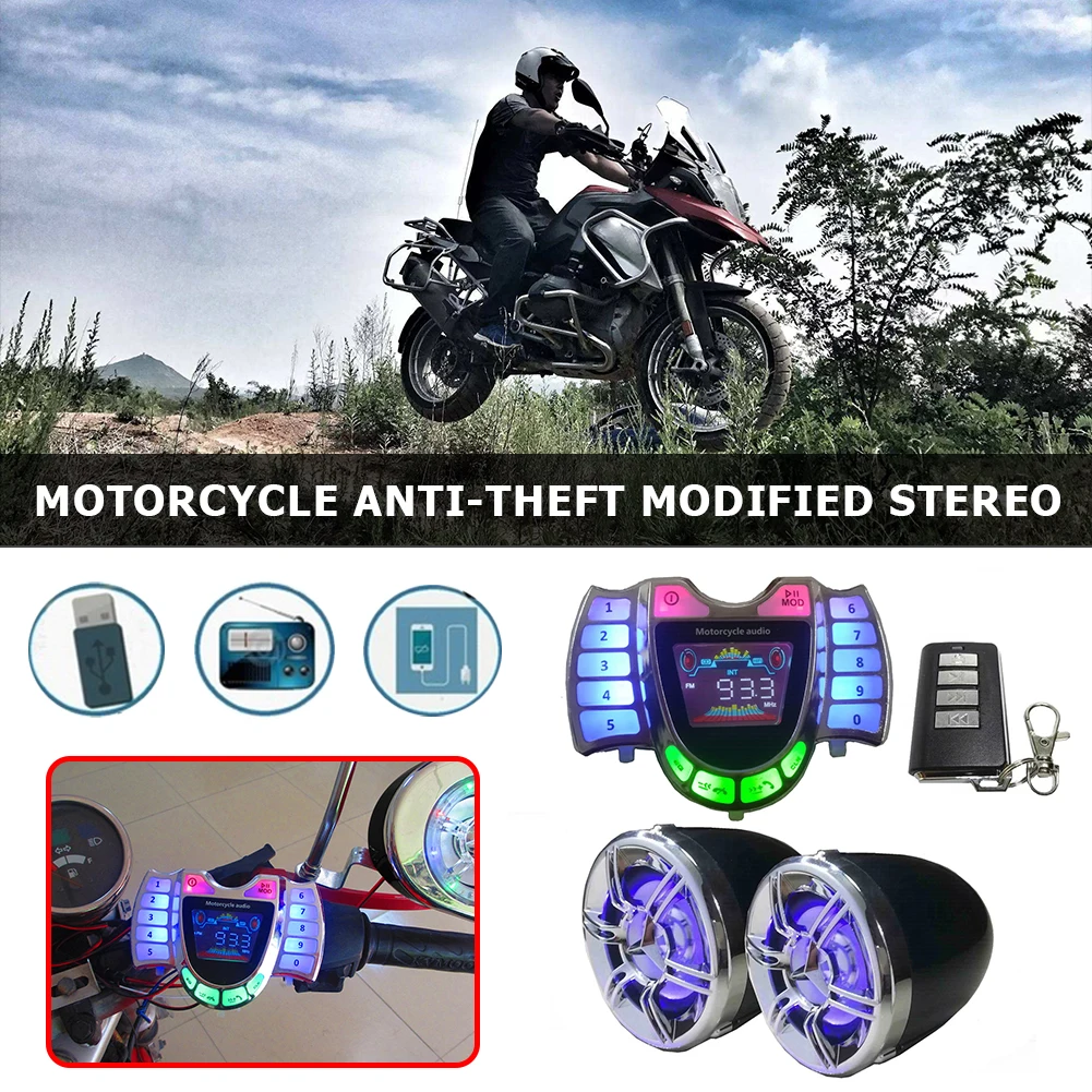 HY-008 Bluetooth-compatible Motorcycle Stereo Speaker System Handsfree TF AUX FM Radio USB