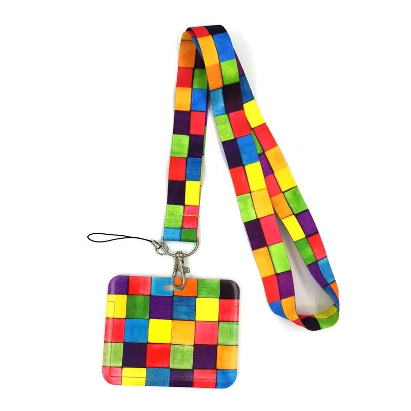 

Rainbow lattice Pattern Lanyards Cool Neck Strap webbings ribbons Phone Keys ID Card Holder Lanyard For Keys DIY Hang Ropes