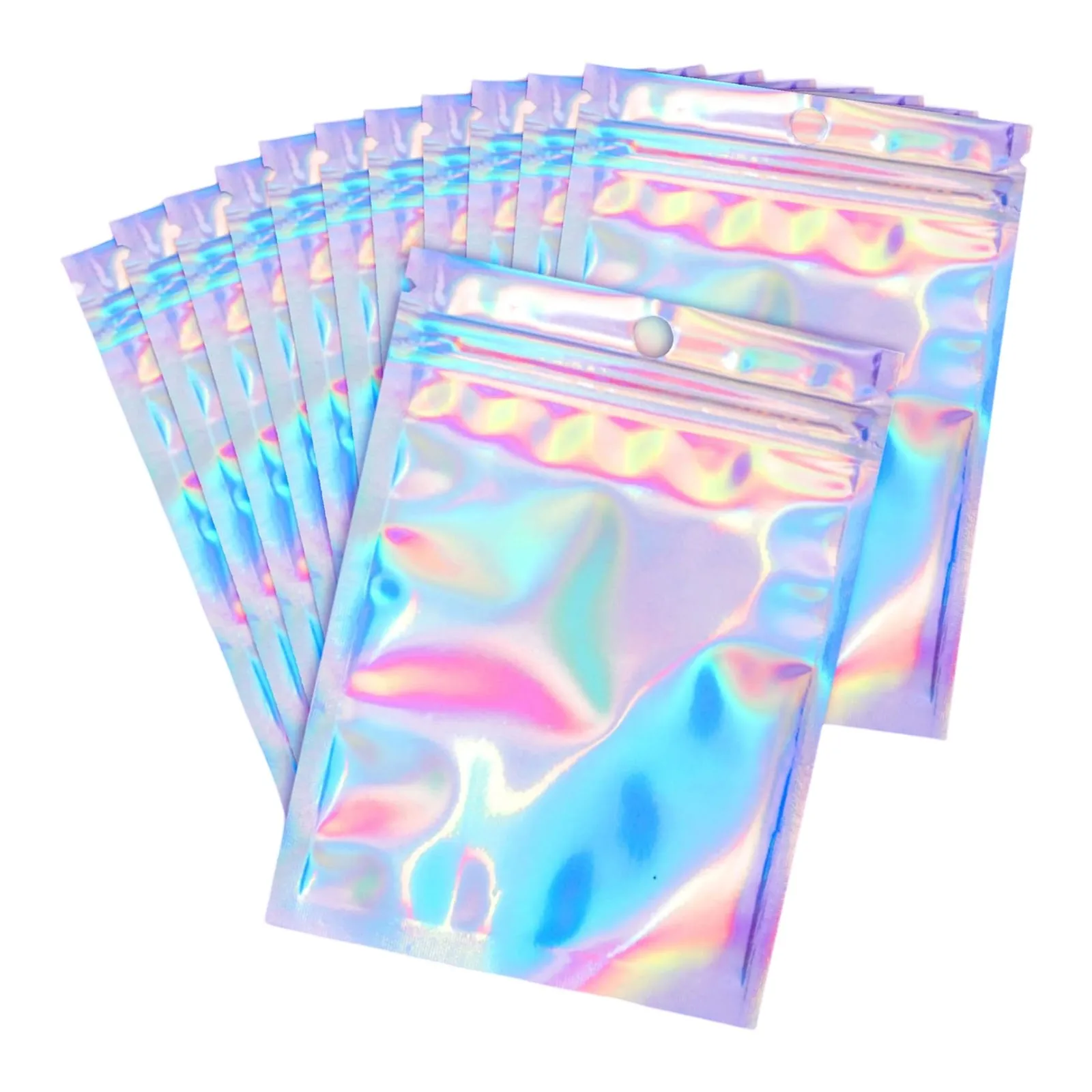100pcs Reusable Sealable Polyester Film Bags Odor Aluminum Foil Zipper Pouches For Food Eyelashes Candy Bath Divided Turntable 2