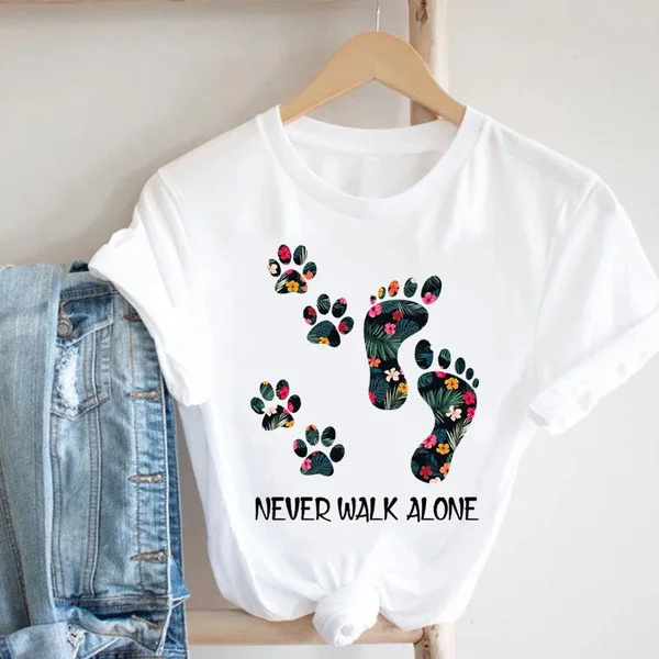 

Cat Dog Pet Paw Lovely Animal Women Summer Print Female Tee Top Tshirt Fashion Short Sleeve T Casual Cartoon Graphic T-shirt