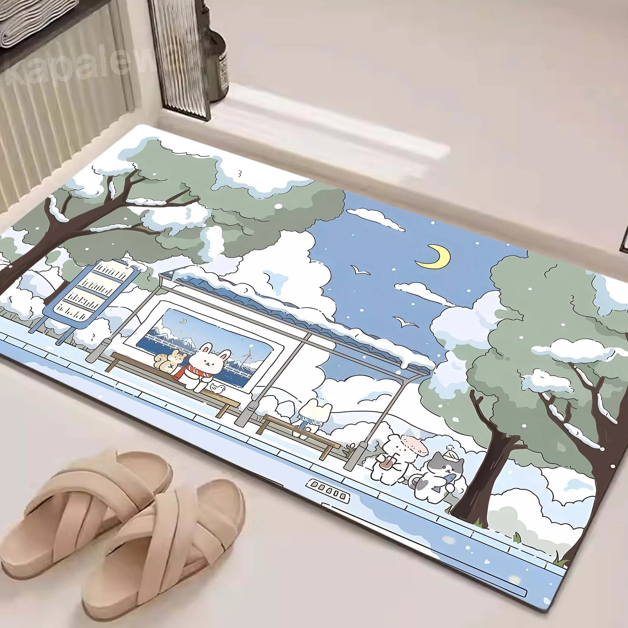 

Kawaii Cute Patten Bedroom Doormat Non-slip Floor Mat Home Living Room Decor Rug Girl's Favorite Carpet Diatom Floor Mat