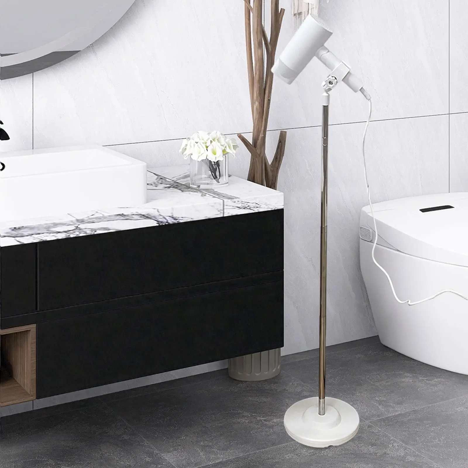 Lazy Hair Dryer Stand Adjustable Elegant Retractable Tabletop Floor Bracket for