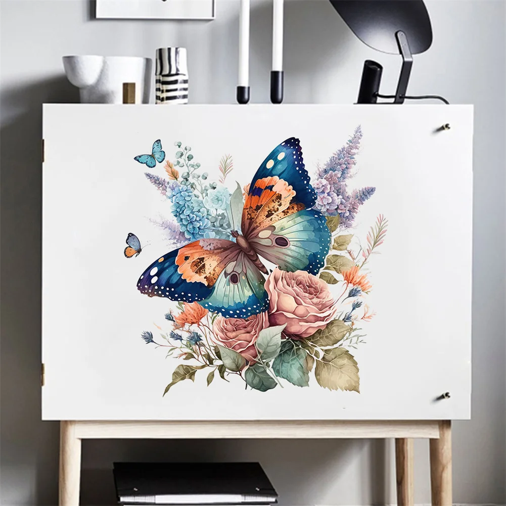 Toilet Stickers Self-Adhesive Butterfly Flower Stickers DIY Removable Flying Butterfly Wall Decals Lightweight for Home