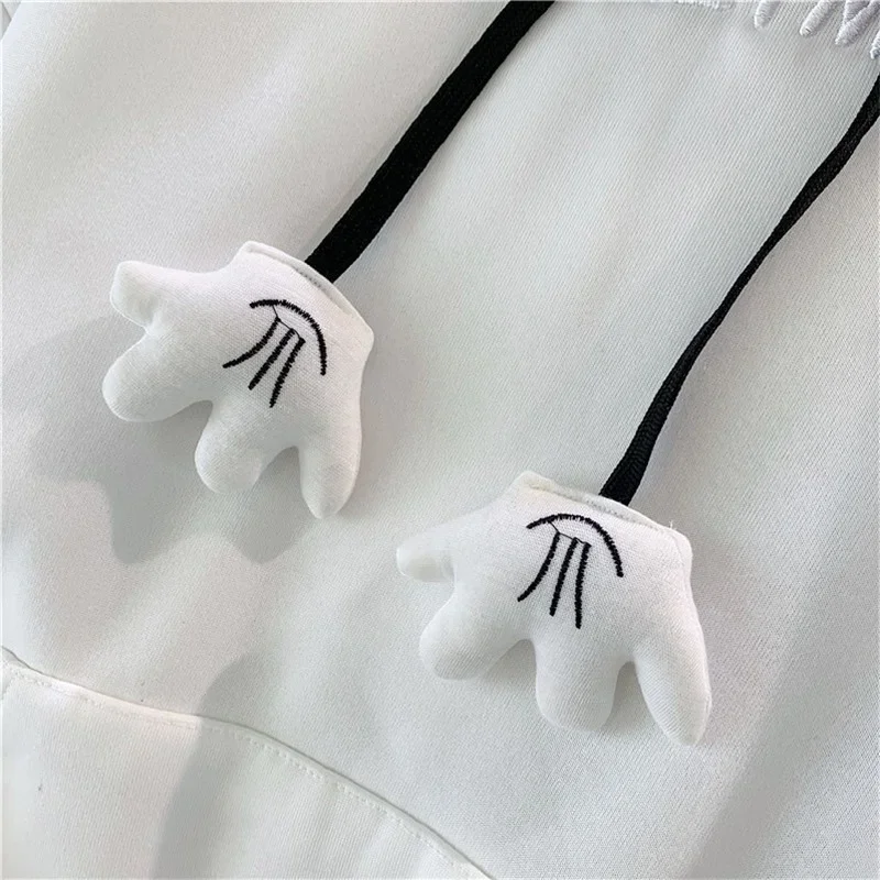 Women Solid Color Casual Loose Winter Hoodies Tops 2023 Animal Ear Street Style Sweatshirt Female College Plush Pullover Autumn