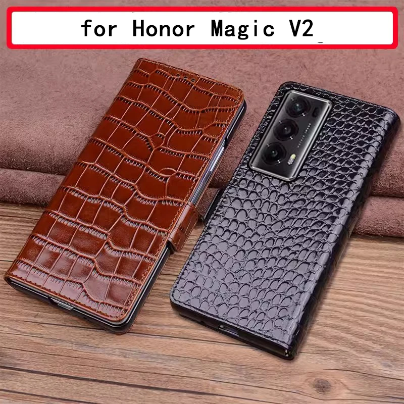 

Luxury Genuine Leather Case for Huawei Honor Magic V2 Carcasa Business Flip Phone Funda for Honor MagicV2 Fundas Skin Coque capa
