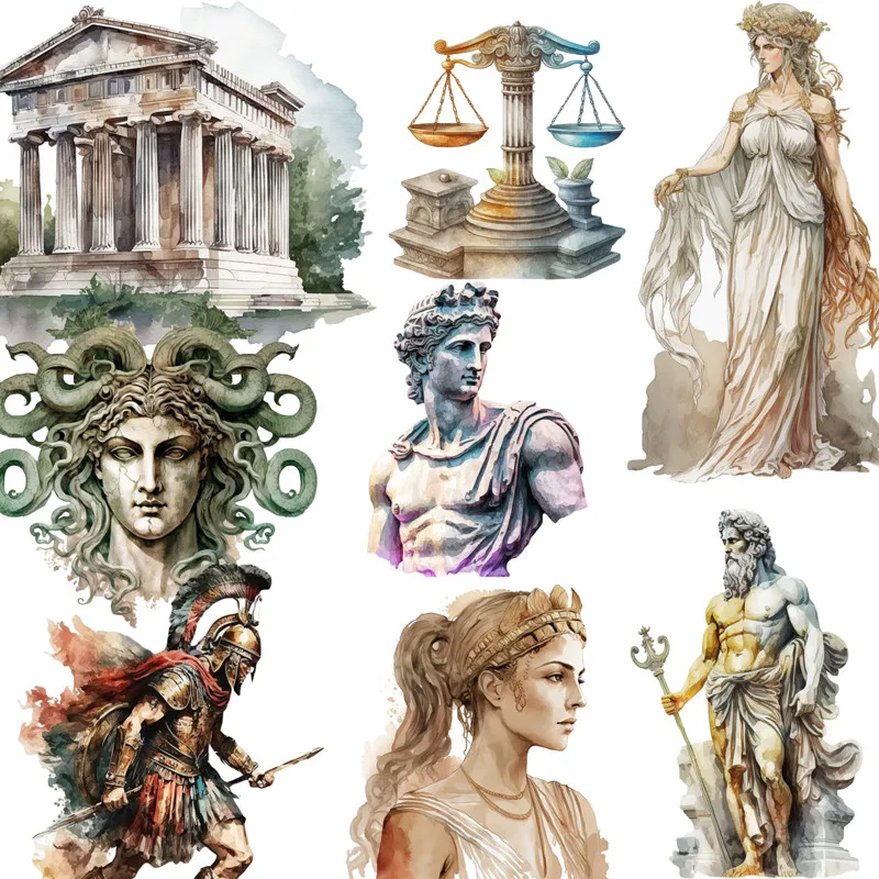 12Pcs/Pack Vintage Ancient Greek Sticker DIY Craft Scrapbooking Album Junk Journal Decorative Stickers