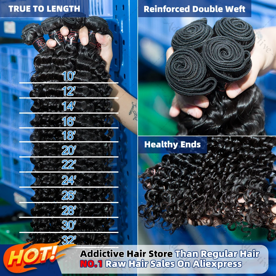 30 34 Inch Burmese Curly Bundles Human Hair Extensions Sew In 100% Original Loose Deep Wave Bundles Double Weft Raw Hair Weaving 4