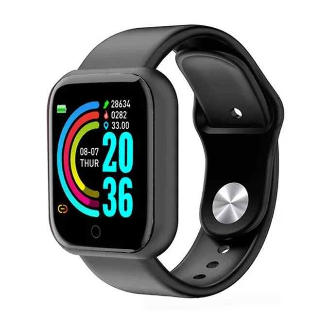 Smart Watch Y68: Color Screen Fitness Tracker w/ Step Count, 12 Sports Modes, Notification Reminder, Camera/Music Remote