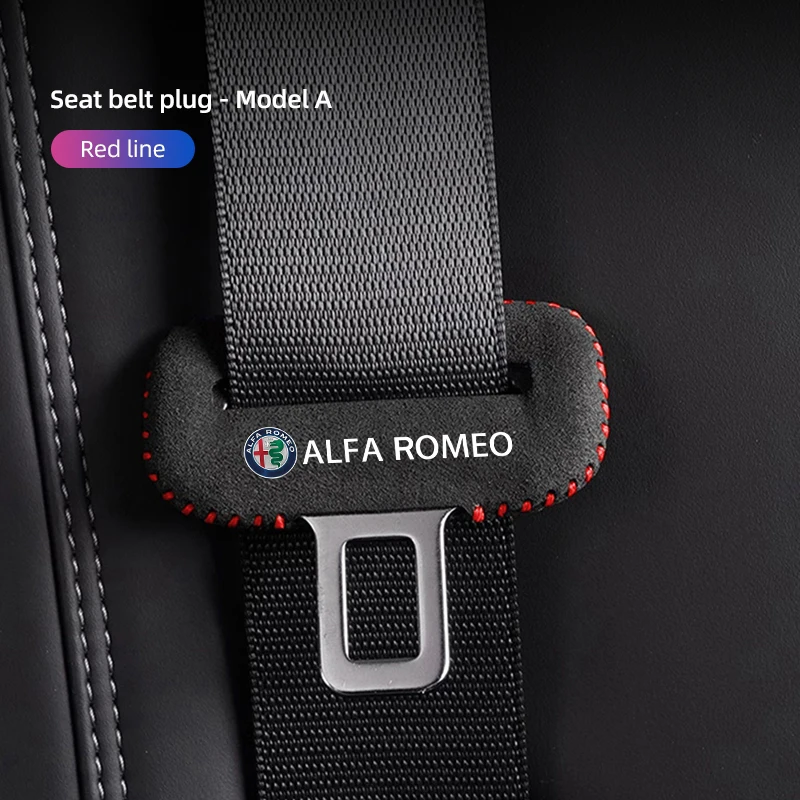 Alfa Romeo Suède Gordelgesp Covers - Zwart en rood overzicht