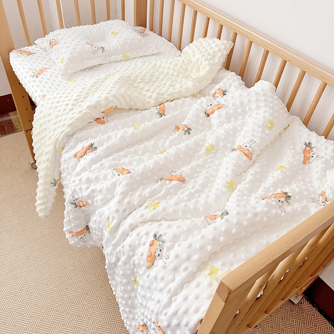 Baby Beanie Velvet Quilt Washed Cotton Embroidered Air Conditioning Quilt Kindergarten Pure Cotton Four Seasons Neutral Warm