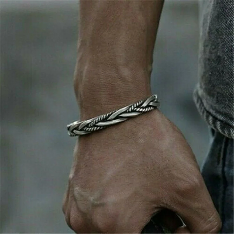 Metal bracelet Silver Plated Bracelet Fashion Creative Knot Weave Open Bracelet Jewelry Gift