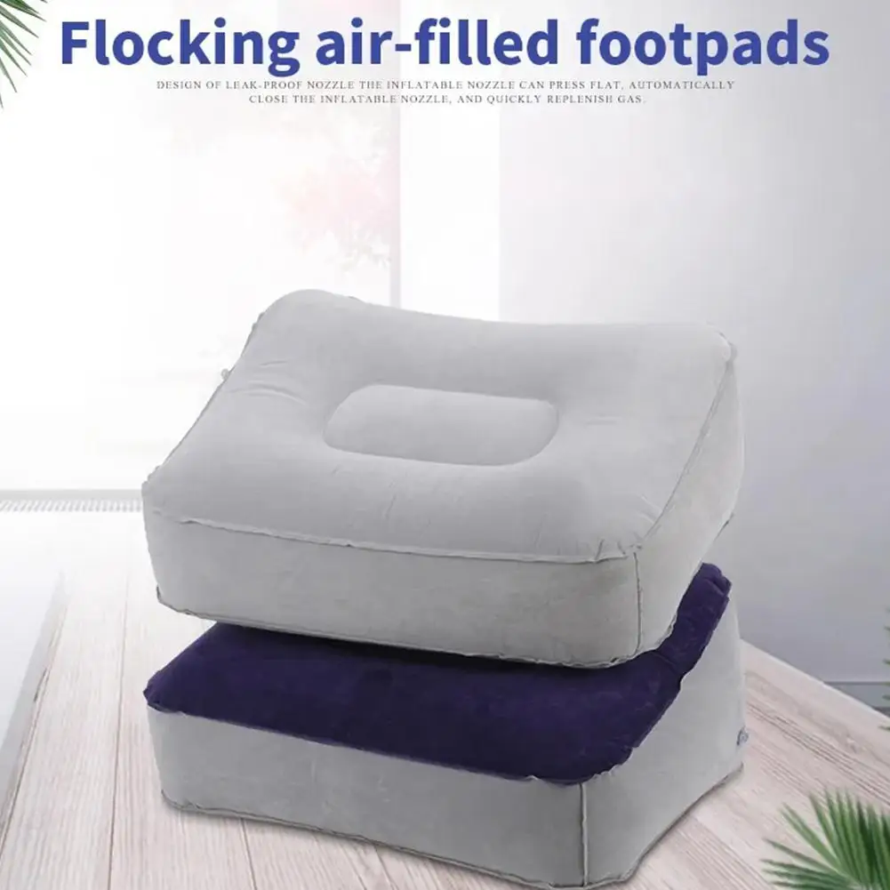 Portable Soft Footrest Pillow PVC Inflatable Foot Rest Folding Pillow Cushion Travel Office Home Leg Up Relaxing Feet Tool