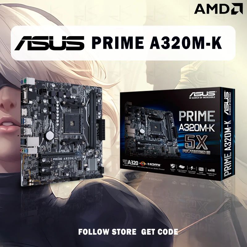 ASUS PRIME A320M K A320M AMD A320, DDR4, 3200MHz, 32GB, M.2, SATA 6GB ...