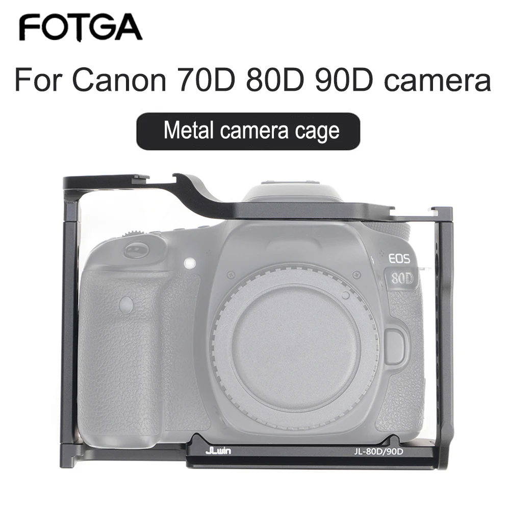 Fotga Camera Cage Kit Protettivo Per Canon 70D 80D 90D 1/4 ''Foro Filettato Supporto Per Scarpe Fredde Per Arca Treppiede Piastra A Sgancio Rapido