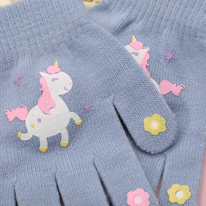 5-12 Years Cartoon Animals Kids Gloves Girls Boys Mittens Winter Keep Warm Knitted Children Full Finger Wrist Gloves 3