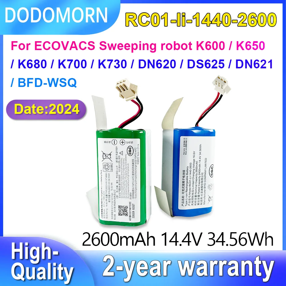 

DODOMORN для робота-уборщика ECOVACS DH35 DH36 DH39 DH43 DH45 DO33 DO33S DO35 DO36 DO37 RC01-li-1440-2600 аккумулятор 14,4 В 2600 мАч