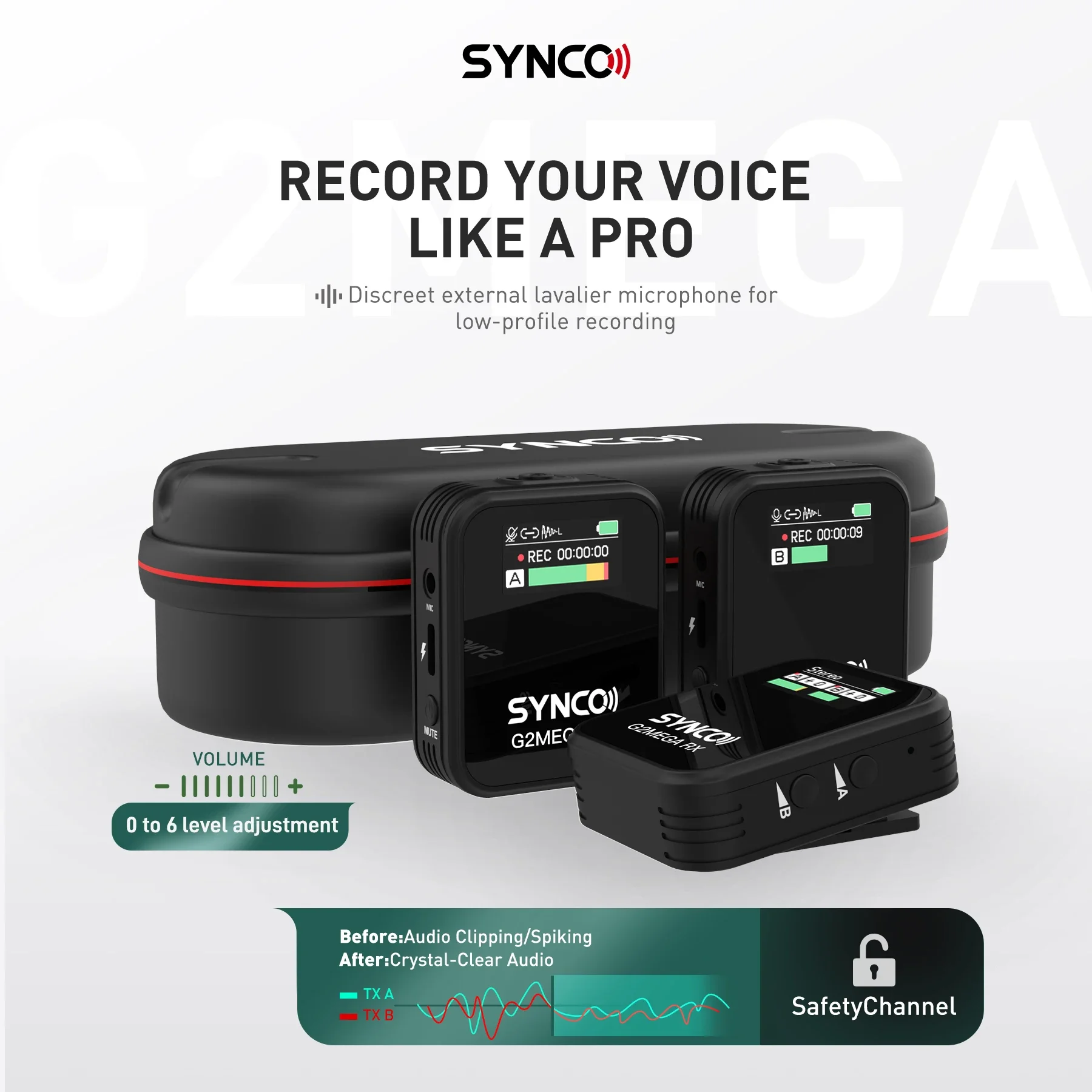 

Synco G2 A2 MEGA Mikrofon Audio Music Streaming Studio Recording Equipment Wireless Lapel Microphone Mic for Pc Mic Video 8G