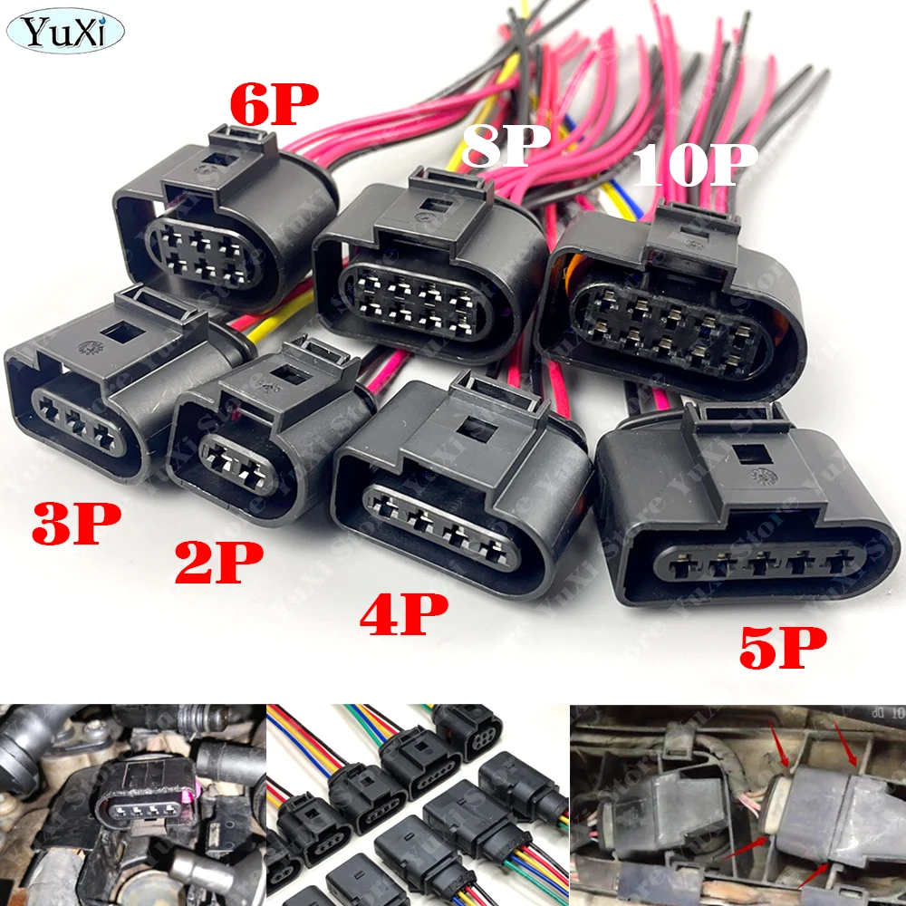 1-6pcs 3.5mm 자동 점화 코일 방수 커넥터 여성용 자동차 경적 센서 플러그 (케이블 포함) 2/3/4/5/6/8/10 핀 1J0973722