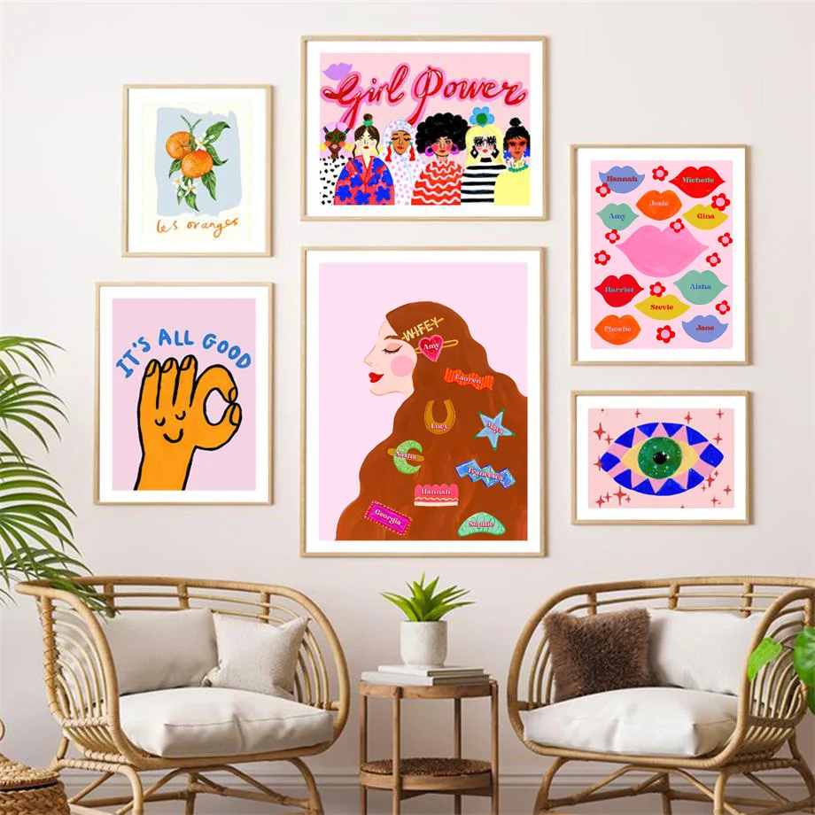 

Волшебный глаз бабочка Apple Girl Power абстрактные картины на холсте, настенные художественные плакаты и принты, картины для декора гостиной