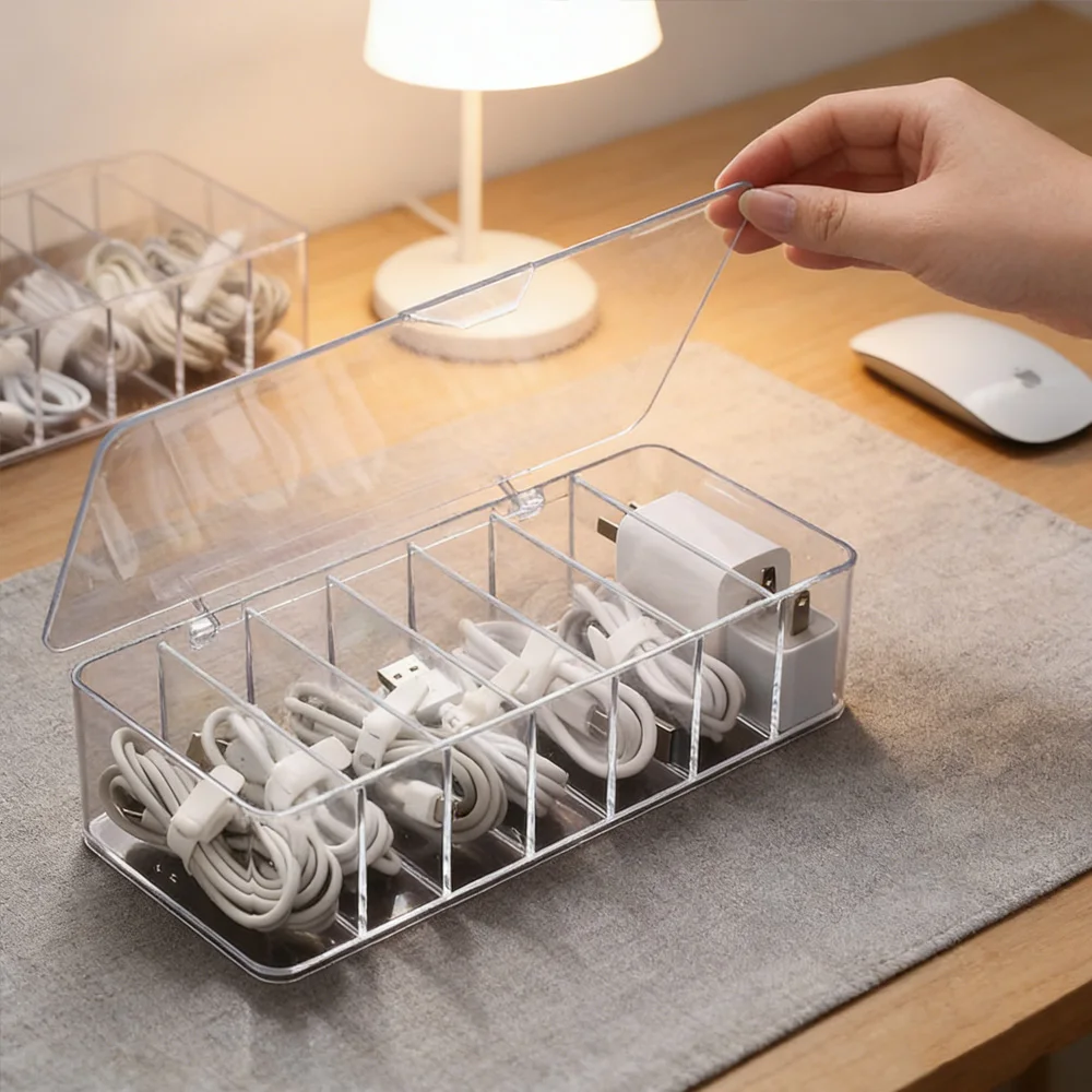 Desktop Cable Organizer and Dustproof Storage Box