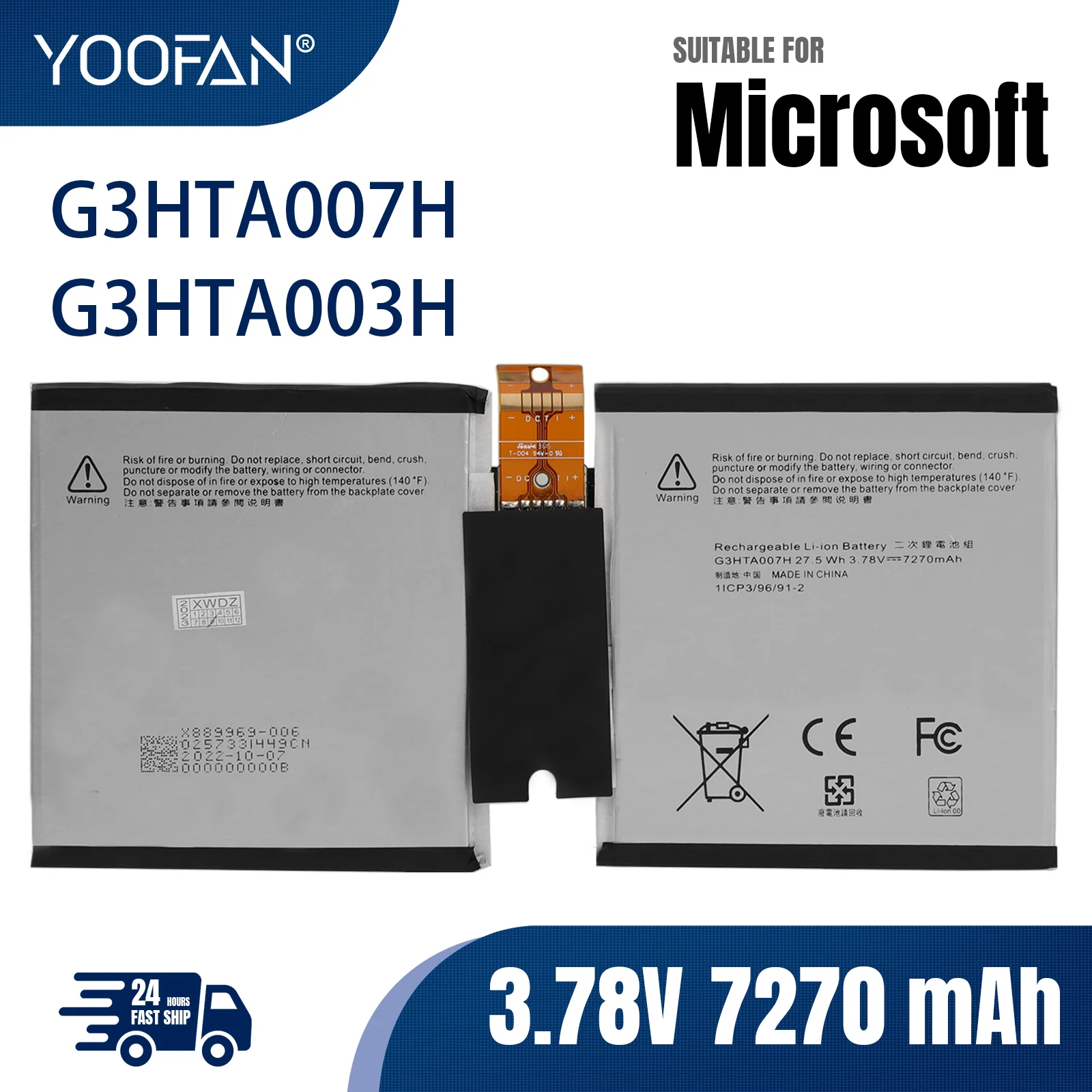 Yoofan Muslimatexlimah Batteria 3.78V 7270Mah 27.5Wh Per Microsoft Surface 3 1645 1657 Serie Tablet Pc 1 Icp3/96/91-2