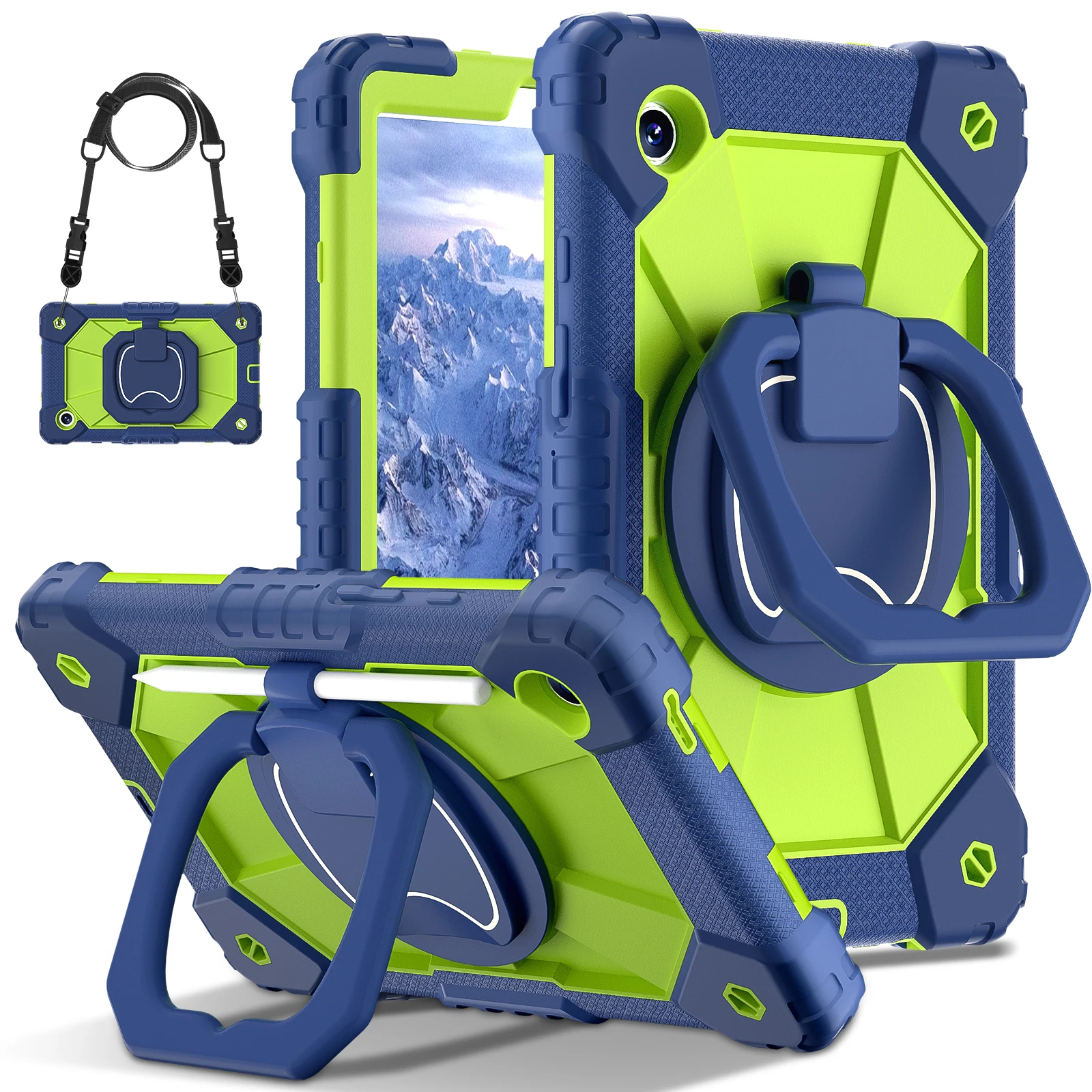 360-Degree Rotating Kids Tablet Case with Shoulder Strap