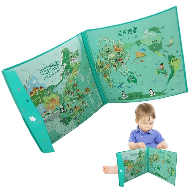 Puzzle magnétique de carte du monde pour enfants de 4 à 6 ans