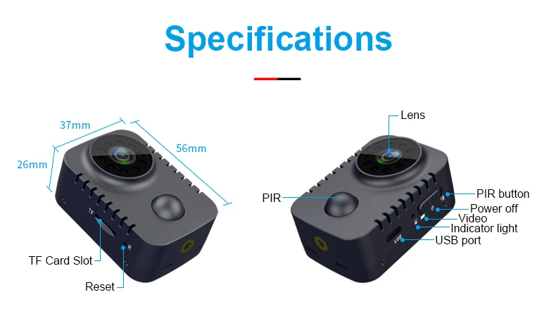 Mini Körper Kamera 1080P Full HD Smart Sicherheit Tasche Nachtsicht Motion Dection Camcorder Für Autos Standby PIR Video recorder – Detail 5