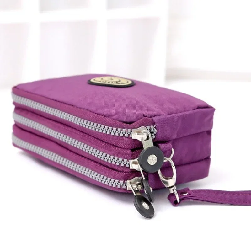 New Fashion Big Capacity Women Wallet Make-up Bag Coin Purse Mini Bag with Three Zipped Portable Women Wallets Phone Pouch 5