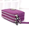 New Fashion Big Capacity Women Wallet Make-up Bag Coin Purse Mini Bag with Three Zipped Portable Women Wallets Phone Pouch 5