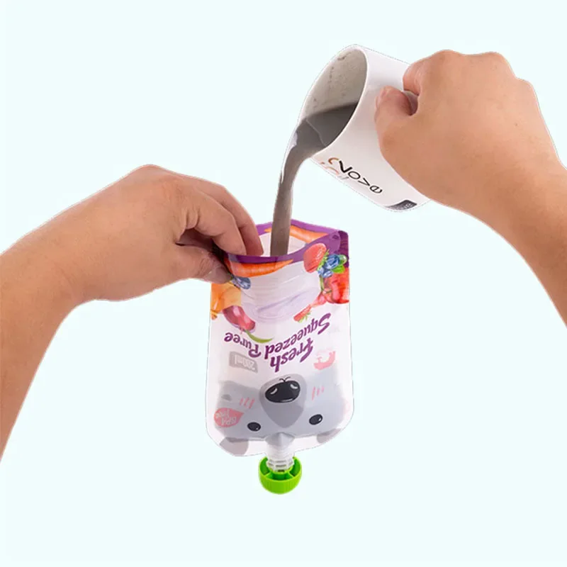 8PCS Feeding cup Resealable Fresh Squeezed Pouches Practical Baby Weaning Food Puree Reusable Squeeze For Newborn