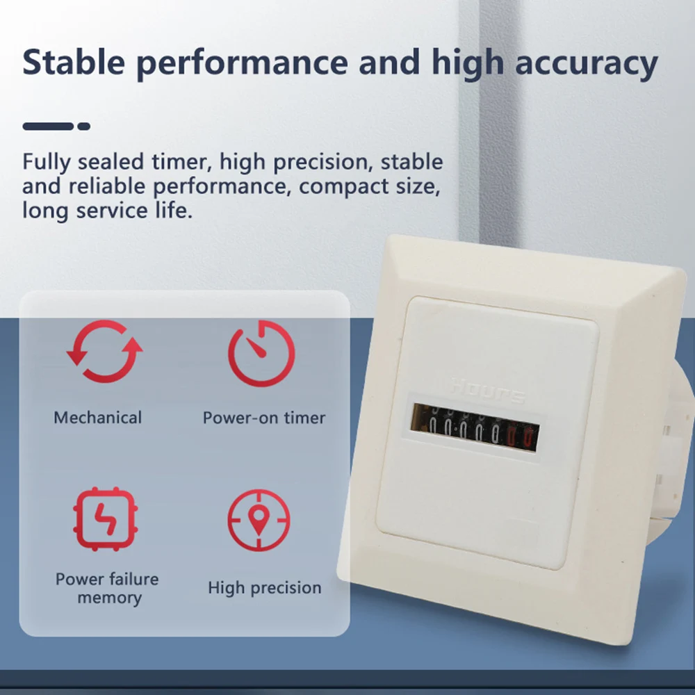 

AC220-240V Timer Square Counter 0-99999.9 Hours Power Failure Memory/Power-on Timing 50Hz Rolling Cumulative timer Hourmeter