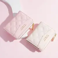 New Embroidery Coin Purse Women Wallet Ladies PU Leather Solid Color Short Wallet Zipper Card Bag Card Holder Student Money Bag - Image 2