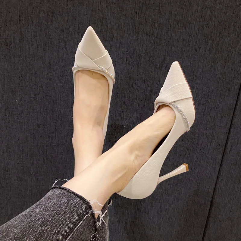 

High Heels Women Shoes Wedding Stilettos Luxury Sandals 2023 Spring Autumn New Crystal Pointed Toe Dress Party Pumps Women Shoes