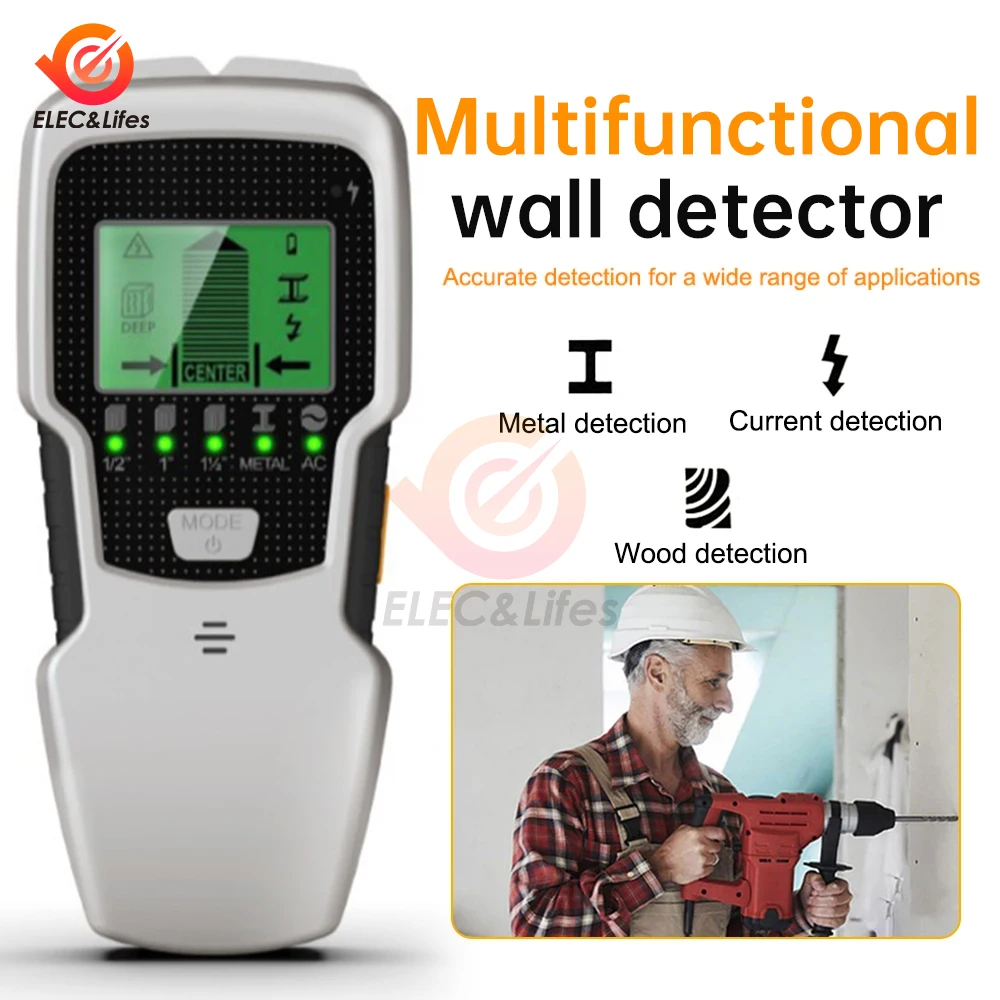 Sh350 Wall Stud Finder Sensor Wall Scanner 5 In 1 Lcd Rilevatore Elettronico Bordo Centro Di Legno Corrente Metallo Ac Rilevamento Live Wires