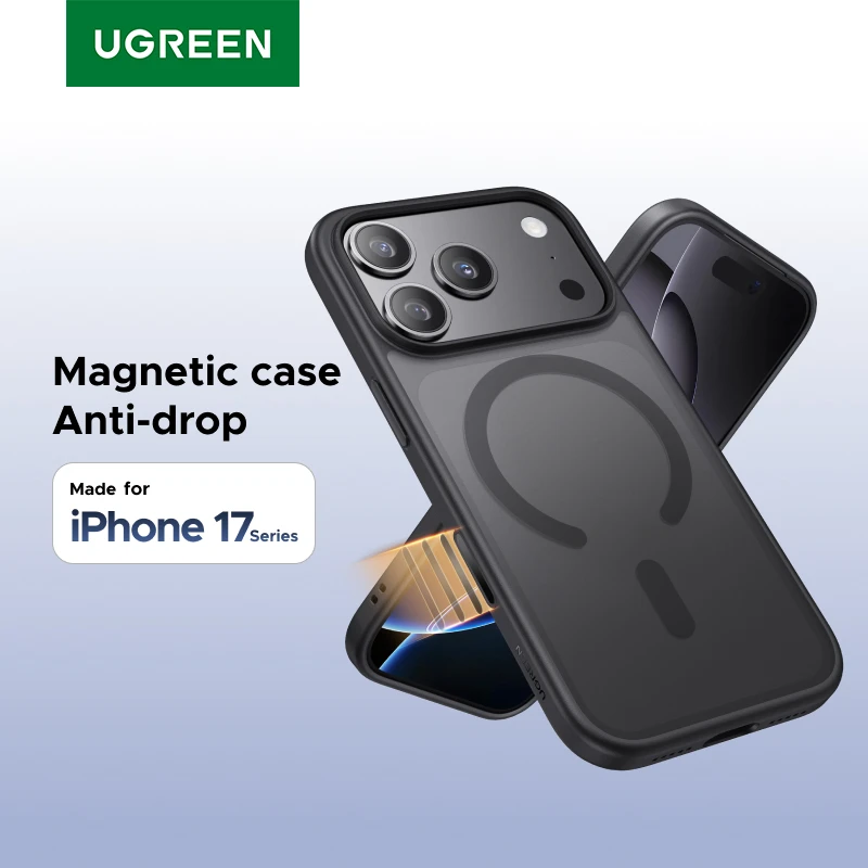 כיסוי מגנטי שחור UGREEN עבור iPhone 17 16 Pro Max כיסוי Shockproof עבור iPhone 17 Pro Max Plus 17pro Macsafe TPU Cases