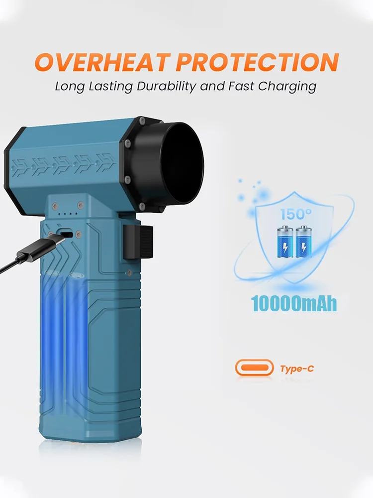 200000RPM Powerful Duster 600g Thrust Mini Turbo Jet Fan 70m/s Wind Speed Powerful Air Blower Brushless Snow Removal Air Dryer