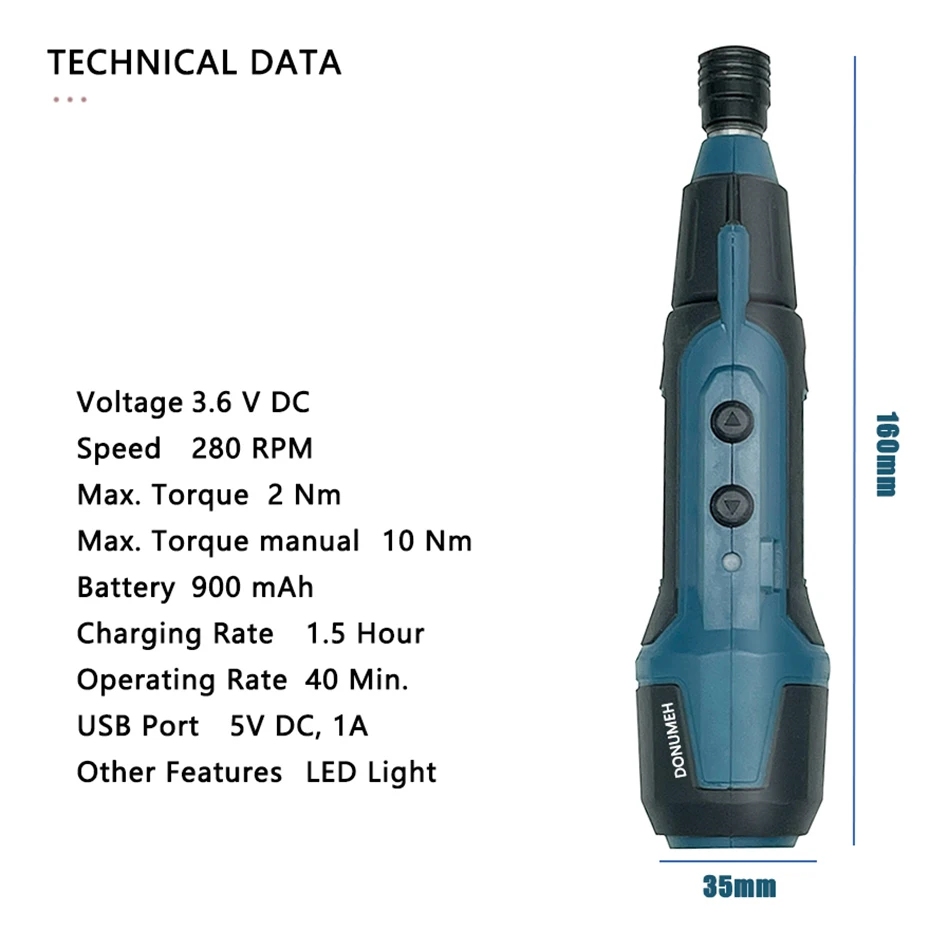 Furadeira, 3.6V, 900mAh Li-ion, Conjunto de Ferramentas